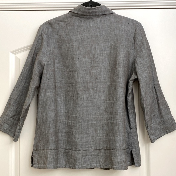NTCO Nomadic Traders linen blouse top womens S artsy buttons Lagenlook coastal - Picture 2 of 13